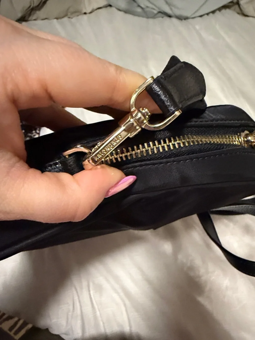 kate spade Black Nylon Laptop Bag with Gold Spade Accent